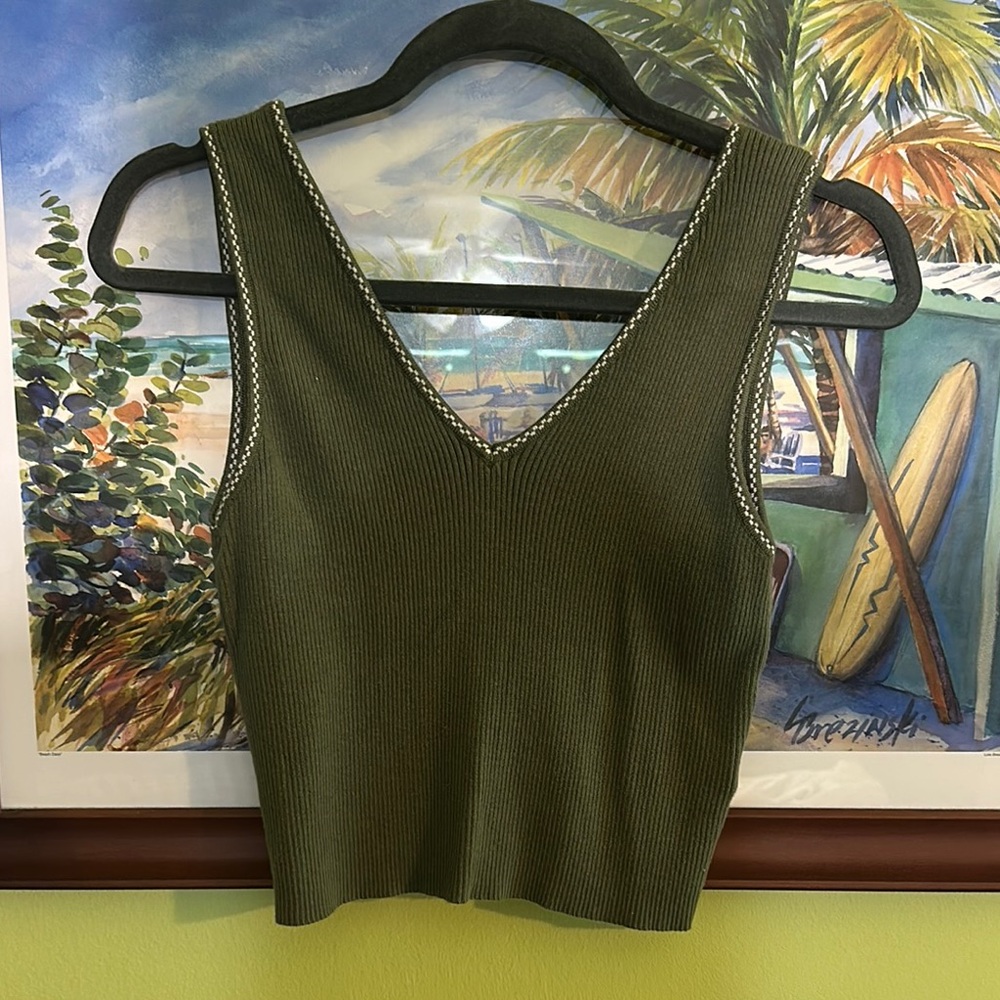 Caroline Constas Olive Green Tank Top